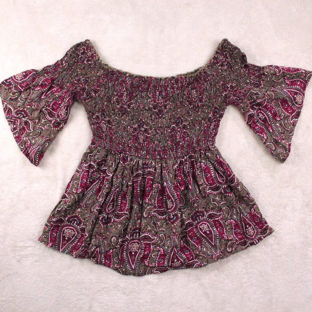 HOLLISTER Paisley Off the Shoulder Top